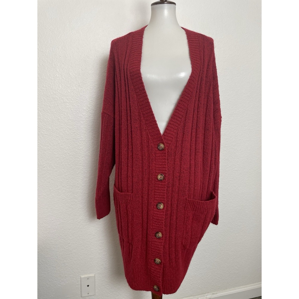 Torrid‎ Cardigan Sweater Women 3 Button Front V Neck Stretch Knit Red